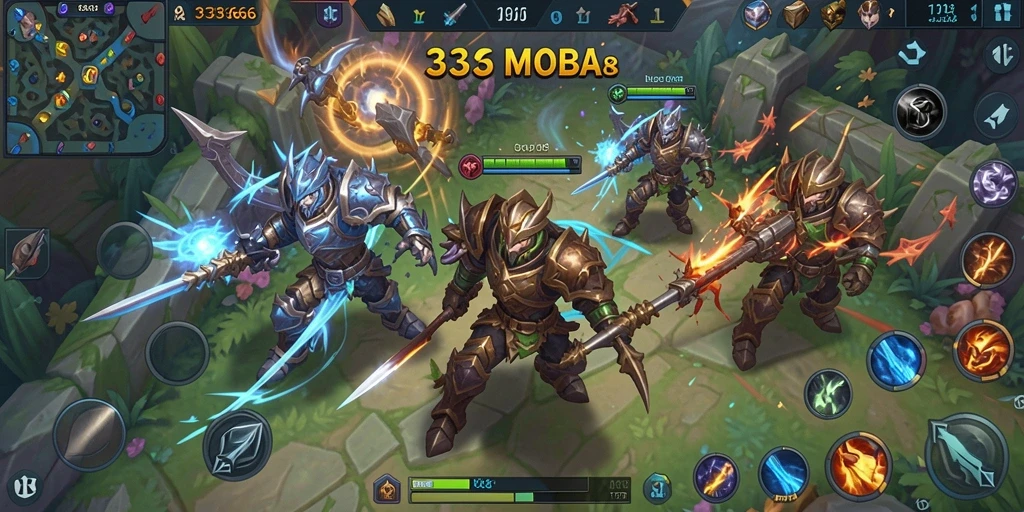 Tangkapan layar dari gameplay MOBA yang intens di 333666.