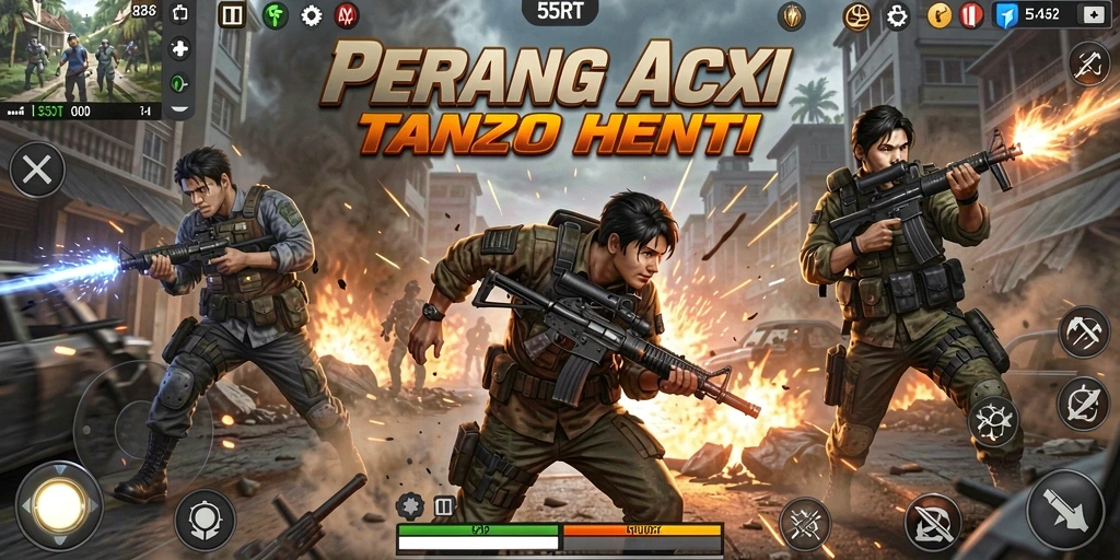 Tampilan gameplay menegangkan dalam <strong>55RT</strong> dengan aksi seru dan dinamis.