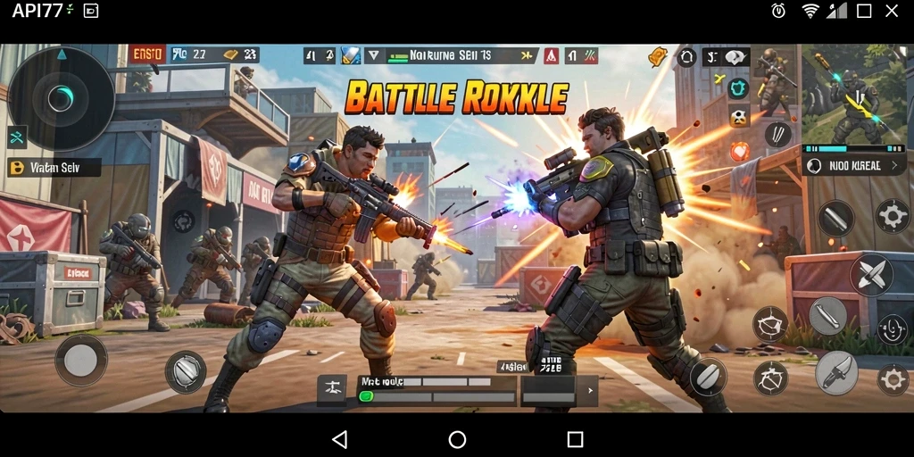 Screenshot menampilkan aksi seru dalam gameplay Battle Royale.