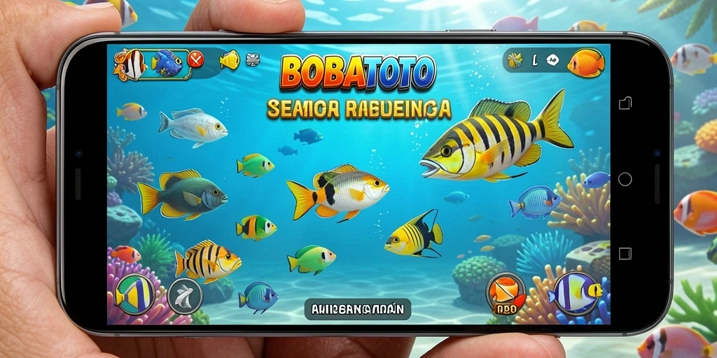 Tangkapan layar gameplay BOBATOTO menampilkan aksi menembak ikan yang seru.
