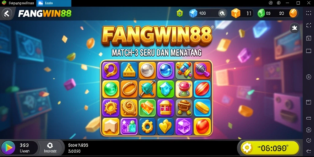 Screenshot gameplay FANGWIN88 dengan aksi Match-3 yang mengasyikkan.