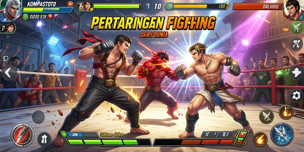 Tampilan gameplay pertarungan yang intens dan grafis menarik.