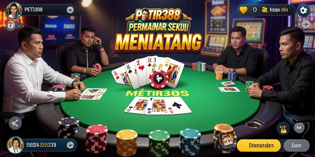Menampilkan aksi seru dalam permainan Poker di PETIR388.