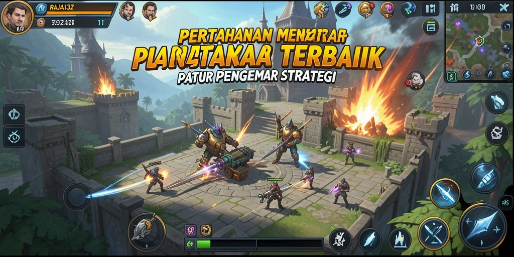 Screenshot RAJA132 menampilkan momen pertempuran seru dalam Tower Defense.
