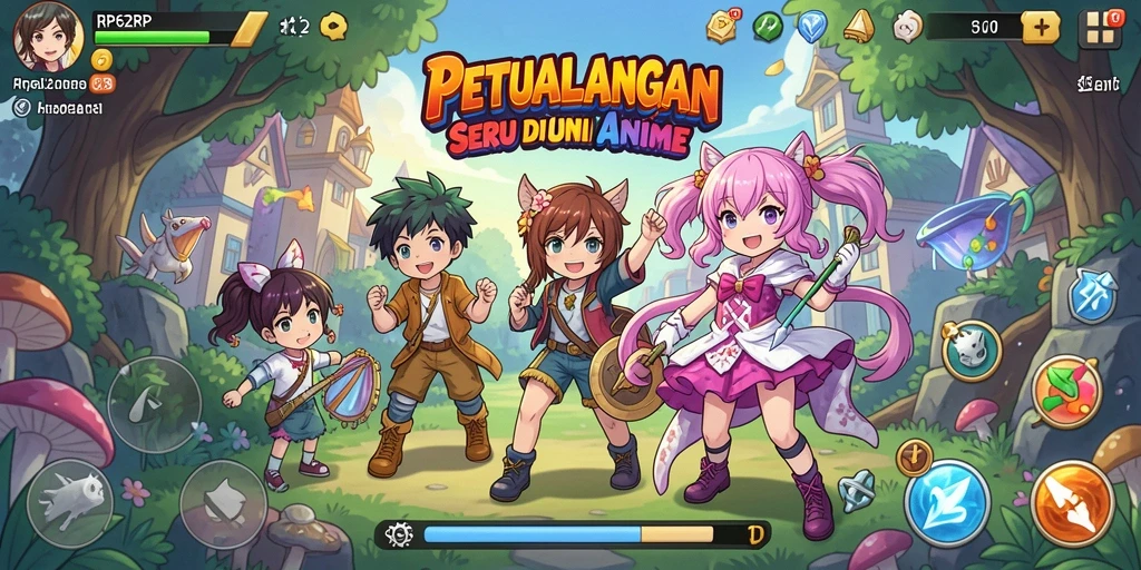 Tampilan gameplay seru dalam dunia Anime yang menakjubkan.