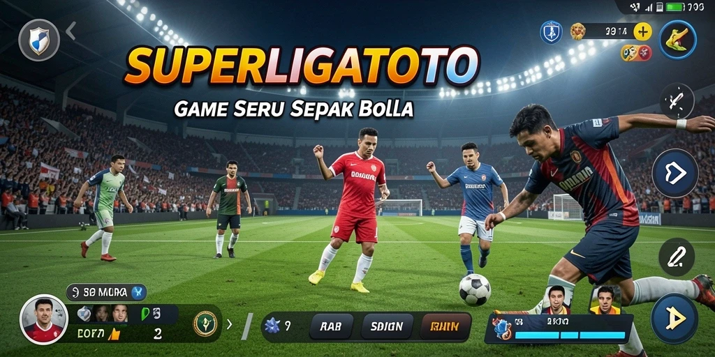 Tampilan dinamis dari gameplay SUPERLIGATOTO yang menegangkan.