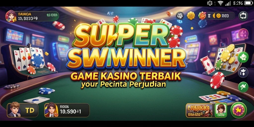 Tampilan gameplay menarik dari SUPERWINNER yang memukau dengan grafis kasino.