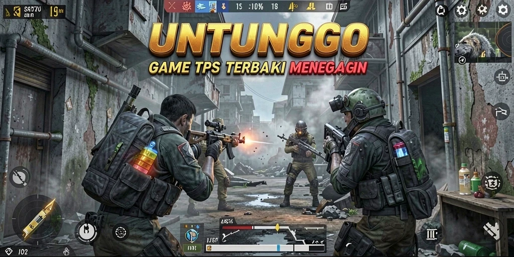 Screenshot gameplay UNTUNGGO yang menampilkan aksi tembak-menembak seru.