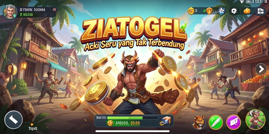 Screenshot ZIATOGEL menampilkan aksi seru di lingkungan yang dinamis.